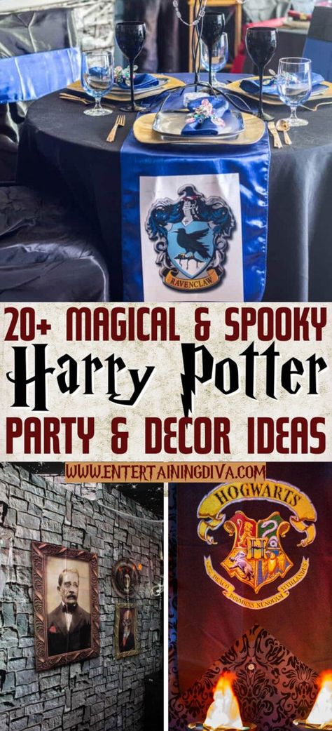 Harry Potter Thanksgiving Decorations, Harry Potter Themed Thanksgiving, Harry Potter Decor Ideas, Harry Potter Party Decor, Halloween Party Ideas For Adults, Harry Potter Table, Harry Potter Bachelorette Party, Harry Potter Party Ideas, Harry Potter Bachelorette