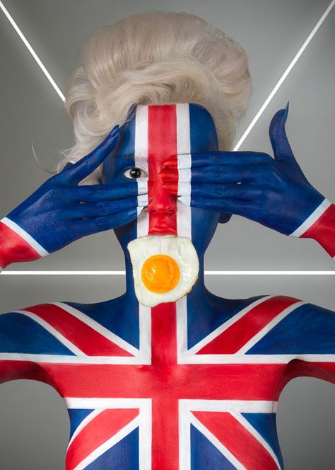 Fat Flag: Models Body-Painted With Flags Eating Their National Foods | Bored Panda Flag Food, Recipe Icon, International Flags, Flag Face, Flag Photo, Photography Series, British Flag, French Photographers, Artist Paint