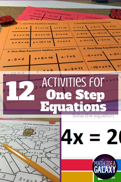 Easy to implement game and activity ideas for one step equations practice & review. Includes independent practice, perfect for math stations, and partner & small group games and activities. Inequalities Activities, Small Group Games, Online Teaching Resources, Free Math Resources, Math Lab, School Algebra, One Step Equations, Algebra Activities, Middle School Math Classroom