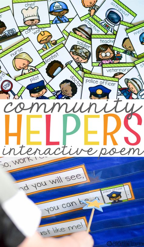 Community Helpers Interactive Poem - Mrs. Jones' Creation Station Prek Community Helpers, Community Helper Lesson, Community Helpers Kindergarten, Community Helpers Preschool Activities, Community Helpers Unit, Classroom Homeschool, Community Helpers Theme, Community Helpers Preschool, Community Workers