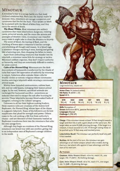 Minotaur 5e Greek Mythology Dnd Monsters, Dnd Greek Monsters, Dnd Greek Mythology Homebrew, Dnd Minotaur Character, Greek Mythology Dnd, Dnd Minotaur, Minotaur Dnd, Greek Dnd, Greek Monsters