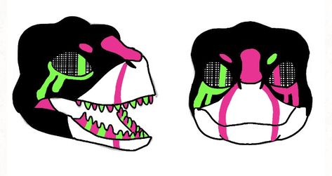 Dino Mask Color Ideas, Dinomask Design Ideas, Pink Dino Mask Ideas, Therizinosaurus Dino Mask Ideas, Dino Mask Inspiration, Dinosaur Mask Ideas, Dino Mask Design Ideas, Dino Mask Ideas Drawing, Raptor Mask Ideas