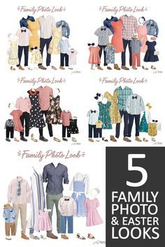 Family Photo Outfits For Spring, Family Photo Shoot Outfits Spring, Outfit Ideas For Family Pictures Spring, Easter Outfit Ideas Family, Pastel Family Photoshoot, Spring Outfits Photoshoot Family, Spring Colors For Family Photos, Easter Family Outfits Color Combos, Kids Spring Pictures