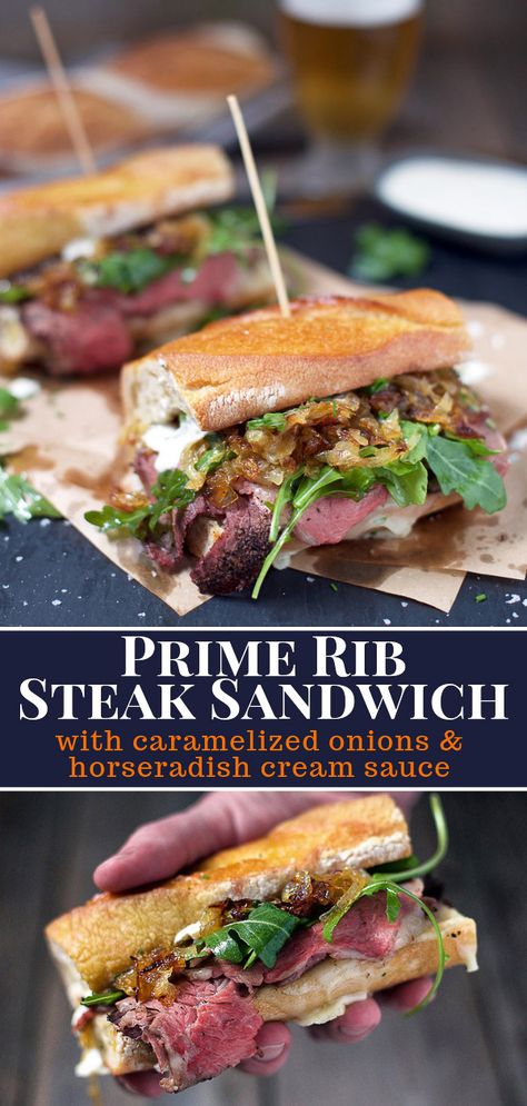 Prime Rib Leftover, Smoked Prime Rib Recipe, Leftover Prime Rib Recipes, Best Prime Rib, Prime Rib Sandwich, Prime Rib Steak, Horseradish Cream Sauce, Smoked Prime Rib, Rib Sandwich