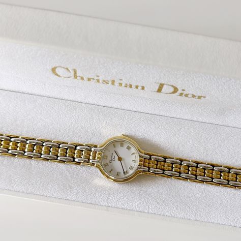 SOLD** Vintage Dior Two Tone Round Watch Dior Things, Two Toned Watch, Aesthetic Wishlist, Dior Watch, Dior Aesthetic, Round Watch, Watches Luxury, Womens Watches Luxury, Classy Jewelry