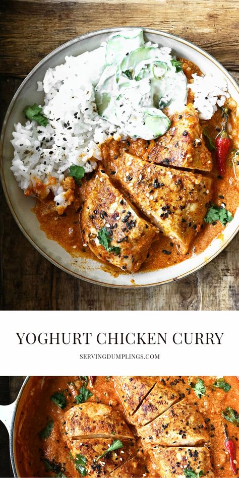 Yogurt Chicken Curry Chicken Recipes With Yogurt, Yogurt Curry Sauce, Yogurt Chicken Curry, Recipes With Yogurt, Serving Dumplings, Quick Chicken Curry, Inflammatory Meals, Yogurt Curry, Vegetarian Mains