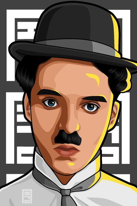 Charlie Chaplin Painting, Charlie Chaplin Art Illustration, Charlie Chaplin Drawing, Vector Portraits, Intarsia Wood Patterns, Aesthetic Case, Colorful Canvas Art, Bike Tank, Flash Design