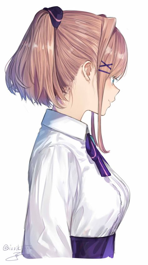 Anime Side View, Female Side Profile, Anime Side Profile, Ponytail Drawing, Side View Drawing, Profile Drawing, Side Profile, Anime Hair, Anime Drawings Tutorials