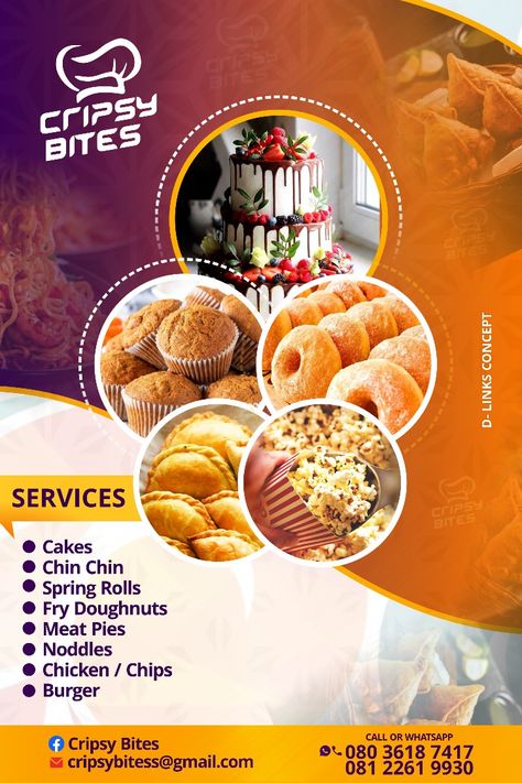 Catering Poster Design Ideas, Snacks Poster Design, Pastries Flyer Design, Bakery Poster Design, Catering Poster, Bakery Slogans, Bakery Poster, Sample Flyers, Pastries Images