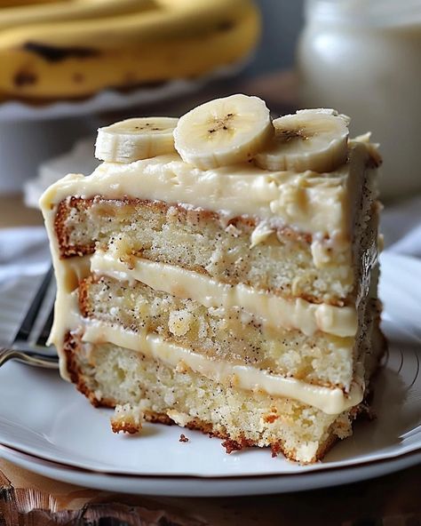 Cake With Cream Cheese Frosting, With Cream Cheese Frosting, Cake With Cream Cheese, Banana Recipes, Banana Cake, Cheese Frosting, Dessert For Dinner, Cream Cheese Frosting, Baked Goods