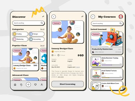 Creative App Design, Desain Ux, Online Course Design, App Design Layout, Mobile App Design Inspiration, App Interface Design, Ui Design Website, App Design Inspiration, Ui Design Inspiration