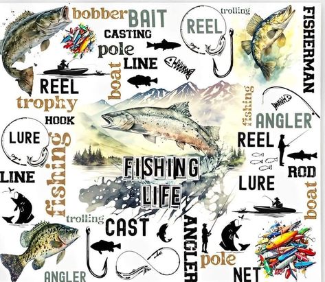 Hunters Journal, Cricut Fish, Sublimination Ideas, Cardstock Ideas, Sublimation Wallpaper, Fishing Prints, Fishing Images, Cricut Pins, Fishing Line Spooler