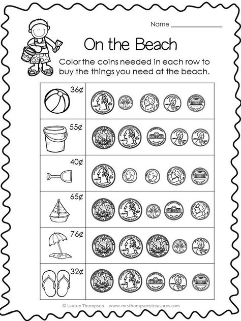 Summer School Worksheets, Math Worksheets 2nd Grade, Color Sight Words, Summer Math Worksheets, 2nd Grade Math Games, Summer Countdown, Money Math Worksheets, Worksheets 2nd Grade, Fun Math Worksheets