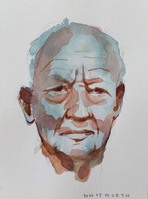 Man Study, Houses Watercolor, Watercolor Face, Watercolor Art Face, Painting Old, Watercolor Portrait Painting, Portraits Art, Arte Peculiar, Contemporary Watercolor