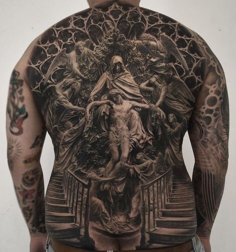 Tattoed Guys, Archangel Tattoo, Full Leg Tattoos, The Best Tattoos, Torso Tattoos, Back Piece Tattoo, Statue Tattoo, Full Back Tattoos, Religious Tattoo