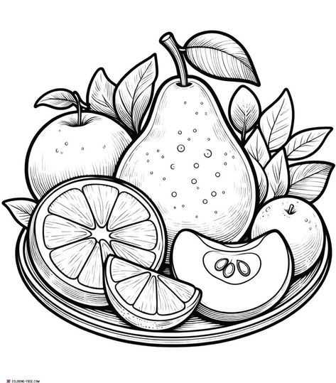 Fruit Stencils Free Printable, Cute Fruit Drawings, Strawberry Sketch, Drawing Fruits, Food Sketches, Christmas Card Background, Fruit Coloring, Fruit Sketch, Fruit Coloring Pages