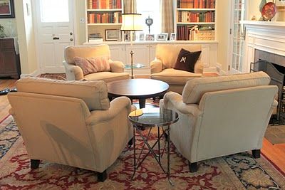 upholstered Living Room Design Diy, Small Sitting Rooms, Family Friendly Living Room, Pretty Living Room, Cute Living Room, Living Room Layout, Living Room Furniture Layout, Hearth Room, Room Seating