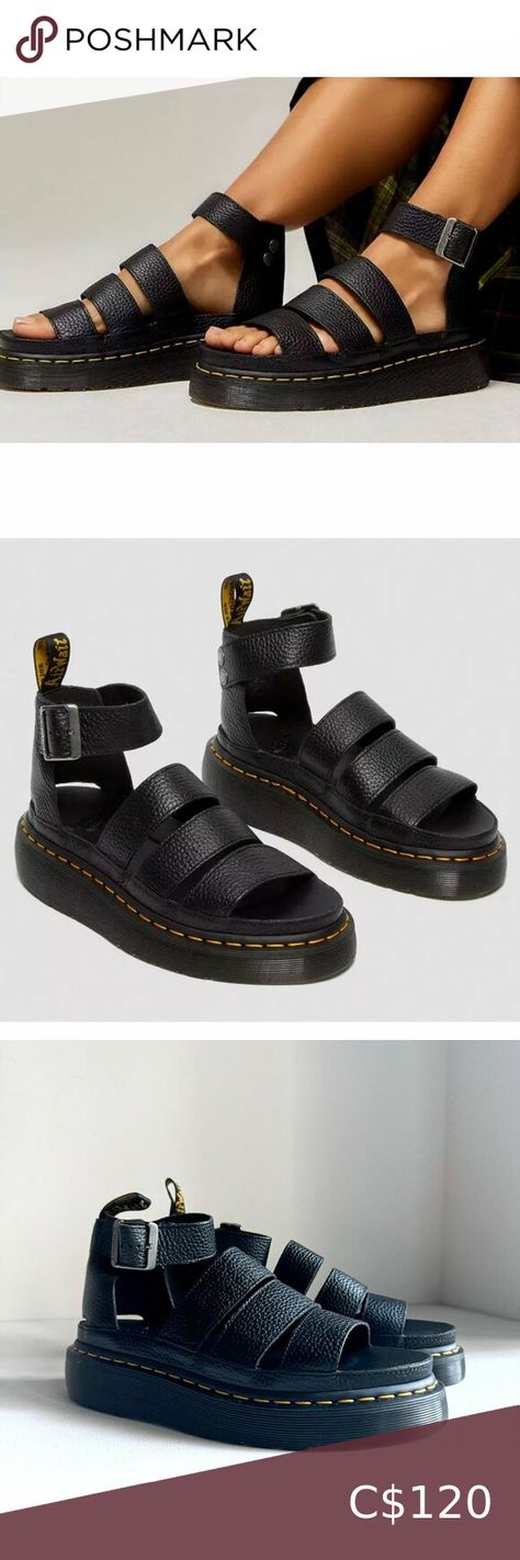 Dr. Martens Clarissa II Quad Black Leather Strappy Sandals 9 Dr Martens Clarissa Ii, Dr Martens Clarissa, Dr Martens Shoes, Martens Shoes, Strappy Sandals, Summer Wardrobe, Modern Woman, Quad, Sleek Design