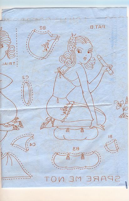 pin up girl Embroidery Clipart, Embroidery People, People Embroidery, Outline Embroidery, Vintage Embroidery Transfers, Pattern Coloring Pages, Diy And Crafts Sewing, Embroidery Transfers, Hand Embroidery Stitches