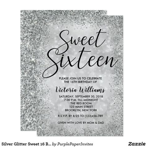 Sparkle Birthday Party, Sweet 16 Party Invitations, Sparkle Birthday, Silver Invitation, Sweet Sixteen Invitations, Bokeh Lights, Sweet 16 Invitations, Sweet 16 Parties, Sweet 16 Birthday