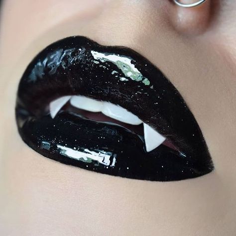 limecrime Matte Lipstick  'Black Velvet' + Spooky Wet Cherry Lip Gloss in 'Spooky Cherry' #vampire Astra Core, Camille Core, Vampire Ladies, Cherry Lip Gloss, Cute Lipstick, Black Cat Aesthetic, Vampire Lips, Rose Makeup, Vampire Fangs