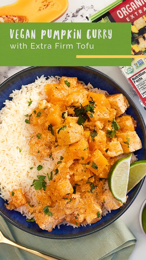 Butternut Squash Tofu Recipes, Tofu Butternut Squash, Pumpkin Tofu, Tofu Pumpkin Curry, Vegan Pumpkin Curry, Tofu Vegetable Curry, Fall Ingredients, Cholesterol Friendly Recipes, Current Recipes