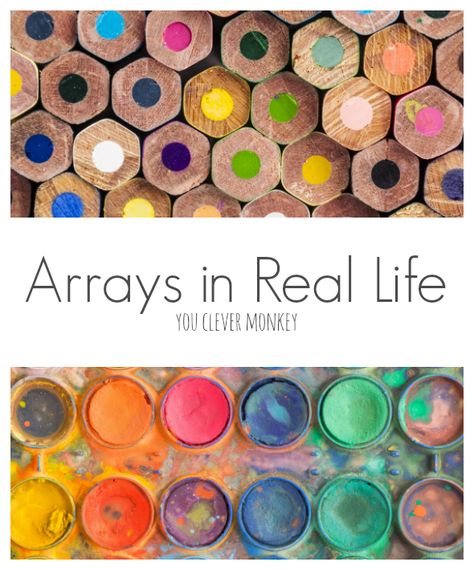 Arrays in Real Life - ideas for teaching arrays with examples of real life arrays and FREE printable array posters plus an art activity to make arrays | you clever monkey Maths Games, How To Teach Kids, Free Printable Games, Play Together, Simple Math, Math Numbers, Math Concepts, Classroom Displays, 2nd Grade Math