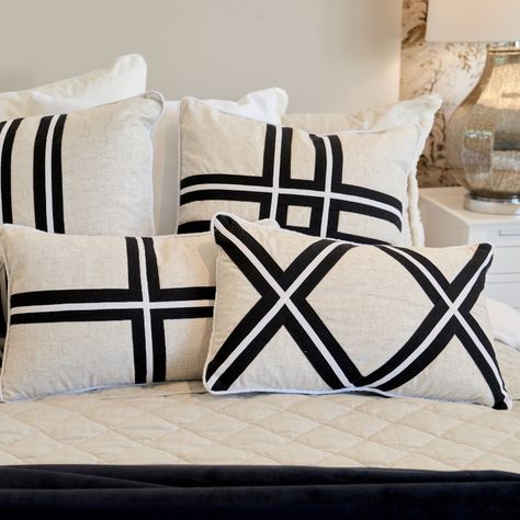 Eye-catching crosshatch pattern creates a neat but arresting geometric statement in the Milroy Double Cross black striped silver jute cushion cover. Silver threads woven in natural jute keep the bold look elevated with a salient vibe that makes a space a little more interesting. ❤️ Ships FREE on $99. Shop now with Afterpay Humm or Zip Pay https://www.miragehaven.com.au/collections/milroy/products/milroy-double-cross-black-stripes-and-silver-jute-cushion-cover-30-cm-by-50-cm Pillow Mixing, Modern Cushions, The Mirage, Small Cushions, Cotton Ribbon, Jewel Colors, Striped Cushions, Black Cushions, Linen Spray