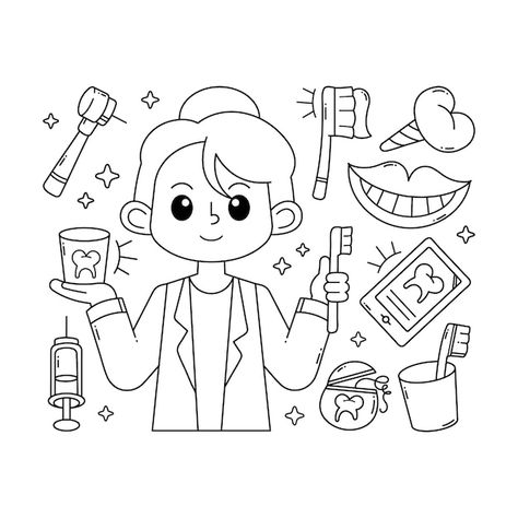 Hand drawn dentist drawing illustration | Free Vector #Freepik #freevector #working #drawing #illustration #outline Dentist Drawing, Illustration Outline, Bond Paper Design, Draw Hands, Pink Wallpaper Backgrounds, Working Drawing, Bond Paper, Vector Hand, Drawing Base