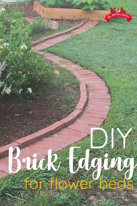 Installing DIY brick garden edging can give your garden/flower beds a beautiful shape and clean lines. This DIY project makes a great weekend project. DIY Brick Edging | For Flower beds | Easy | How to Lay | Landscape | Weekend Project | Curb Appeal Edging For Flower Beds, Brick Flower Bed, Brick Garden Edging, Flower Bed Edging, Brick Edging, Garden Kneeler, Garden Flower Beds, Brick Garden, Vegetable Garden Diy