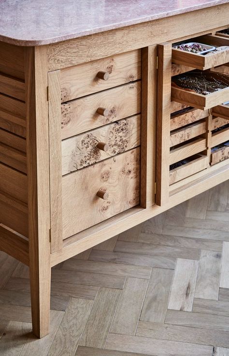 Bespoke Furniture By Commission | Sustainable Design | Sebastian Cox Recycled Kitchen, Sideboard Drawers, Tiny House Interior Design, Artisan Furniture, Solid Wood Sideboard, Wood Joints, Danish Furniture, Tiny House Interior, Wood Drawers