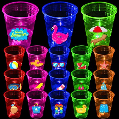 PRICES MAY VARY. 🥂【Glow Summer Beach Cups】: Include 24 16oz summer theme cups, tropical beach cups, 24 LED lights(red, blue, green, orange, pink), 24 waterproof stickers. 🥂【Vivid and Bright】: The Summer party supplies are designed with 24 vivid and bright patterns to make a fun and lively atmosphere to your party event. 🥂【Beach Party Decorations】: With bright and colorful patterns summer party cups are the perfect decoration for Summer pool party pool beach summer party. 🥂【Useful Party Cups】 Beach Party Birthday, Beach Cups, Diy Coconut, Pineapple Party, Beach Birthday Party, Beach Party Decorations, Pineapple Parties, Bowling Party, Coconut Milk Curry