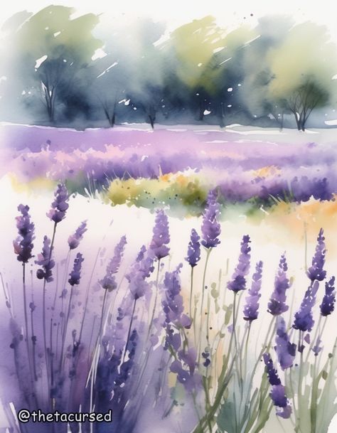 Watercolor Dreams Collection, by ThetaCursed, License: CC BY-NC 4.0 Watercolour Lavender Fields, Lavender Fields Watercolor, Watercolor Lavanda, Lavender Field Watercolor, Lavender Watercolor Painting, Painting Of Lavender, Abstract Watercolor Tutorial, Learn Watercolor Painting, Watercolor Paintings Nature