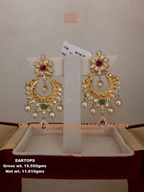 Chandh Balies Gold Earrings, Chandbalis Earrings Gold, Light Weight Chandbali Earrings Gold, Eyerings Gold Design, Gold Chandbali Earrings Design, Chandbali Earrings Gold Latest, Gold Chandbali Earrings, Chandbali Earrings Gold, Gold Chandbali