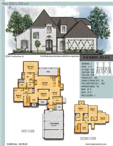 $1000.00 House Plan 9 sets Movie House Floor Plans, Acadian Cottage, House Plans 2 Story, Master Suite Bedroom, Open House Plans, Porch Flooring, Keeping Room, Craftsman Style House Plans, Dream House Rooms