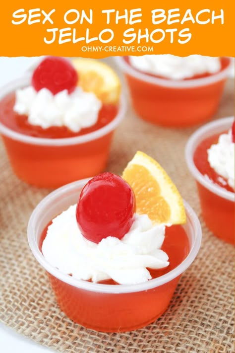 The next time you're looking for a fun and festive way to enjoy your favorite summer cocktail, try making sex on the beach jello shots. This easy recipe only requires a few ingredients and can be made ahead of time, so you can spend more time enjoying the party. Plus, they're always a hit with guests! To make sex on the beach jello shots, simply combine vodka, orange jello and a few other ingredients in a bowl. Then pour the mixture into small cups or shot glasses and refrigerate until set. ... Jello Shot Recipes Malibu, Best Tasting Jello Shots, Malibu Jello Shot Recipes, Bacardi Jello Shots, Tequila Sunrise Jello Shots, Vanilla Vodka Jello Shots, Mango Jello Shots, Jello Shots With Malibu Rum, Beach Jello Shots