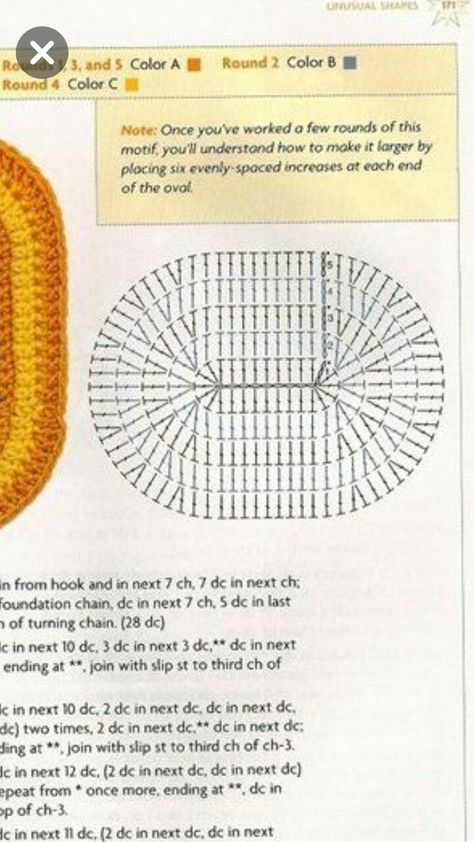 Crochet Oval Pattern, Crochet Oval, Crochet Flats, Crochet Graphs, Crochet Placemat Patterns, Crochet Mat, Placemats Patterns, Crochet Tutorials, Bobble Stitch