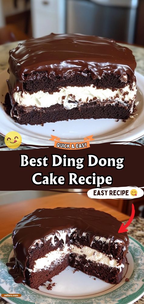 Ding Dong Cake Chocolate Hoho Cake Recipe, Dong Dong Cake, Chocolate Cake Mix Pound Cake, Dingdong Cake Recipe, Chocolate Ding Dong Cake Recipe, Ding Ding Cake Recipe, Ding Ding Cake, King Dong Cake, Ding Dong Cake Recipe Box Cake