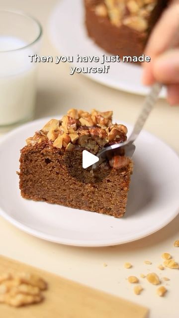 Satisfaction Desserts on Instagram: "✨ Date & Walnut Cake ✨

25 Dates (pitted) (197g) 
(1 + 1/2 cups) Hot Milk (375g) 
1/2 cup Vegetable Oil (95g) (you can use melted butter as well) 
1 cup Whole wheat Flour (120g) 
1/2 tsp Baking Powder 
1 tsp Baking Soda 
1/2 cup Walnuts (chopped)  50gm 

Method:
* Soak the pitted dates in Hot milk for 1 hour so that they become super soft. 
* Then in a bowl, add flour, baking powder and baking soda. Whisk well. 
* Then once the dates become soft, blend them into a smooth paste and transfer to a bowl. Add in vegetable oil and mix well. 
* Add in your dry ingredients and whisk. 
* Transfer the batter to a 6’inch lined tin, top it up with walnuts and bake at 180 degrees for about 50 mins or until a skewer inserted in comes out clean! 

Try this out and bel Date And Walnut Cake, Pitted Dates, Date Cake, Eggless Cake, Milk Cake, Walnut Cake, Pretty Dessert, No Bake Bars, Bread Cake