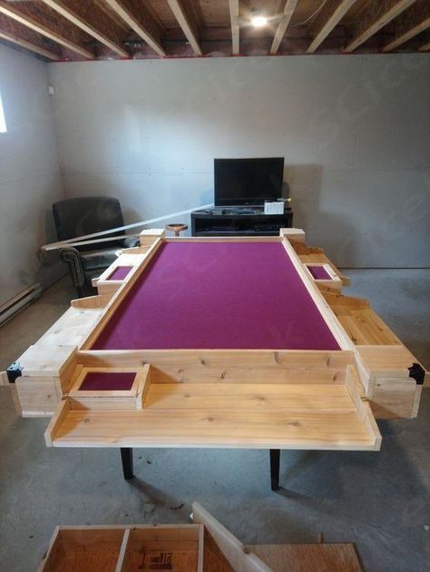 DIY DnD table idea Tabletop Gaming Room, Digital Dnd Table, Dungeons And Dragons Table Diy, Diy D&d Table, Diy Dnd Table, Dnd Board Diy, Boardgame Table Ideas, Dnd Game Room Ideas, Dnd Game Table