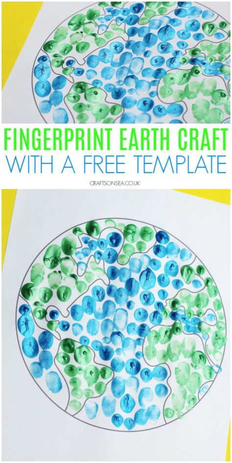 earth day crafts for kids preschool fingerprint activity #kidscrafts #preschool Preschool Earth Crafts, Continent Crafts For Kids, Environment Crafts For Kids, Environment Day Activities For Kids, Recycling Crafts Preschool, Earth Activities For Preschool, Fingerprint Activity, Earth Day Crafts For Kids, Crafts For Kids Preschool