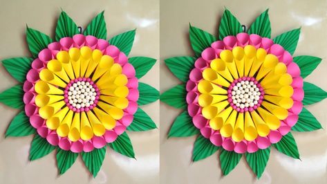 Origami Wall Hanging, Decoration Ideas With Paper, Origami Wall, Flowers Paper Craft, Ideas With Paper, Craft From Waste Material, Funny Dancing, Make Paper Flowers, Foam Flower