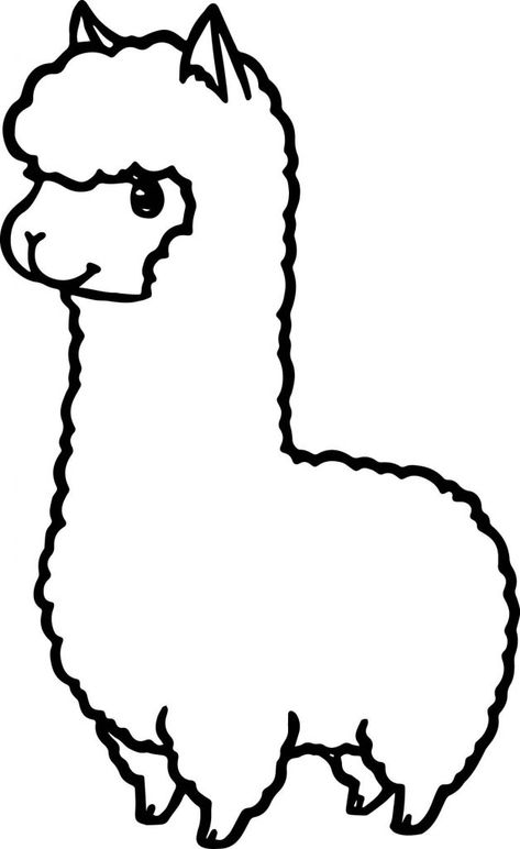 Alpaca Drawing, Cactus Outline, Llama Drawing, Kawaii Alpaca, Cartoon Llama, Cute Narwhal, Idee Cricut, Cute Llama, Colouring Printables