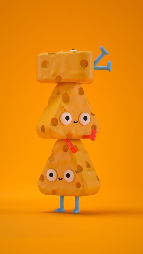 Cheese Character Design, Cheese Animation, Cheese Illustration Design, Cheese Character, Cheese Illustration, 3d Cinema, Zbrush Character, Animation Stop Motion, Flower Icons