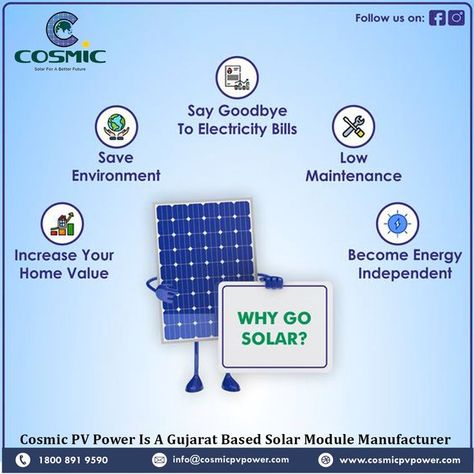 Don't let energy bills bother you anymore invest in solar energy! switch to solar with amazing advantages. Cosmic PV Power is one of the premium quality Solar Panel Manufacturer in India. #renewableenergy #solarpower #BestSolar #greenhouse #solarpanel #solarenergy #greenenergy #cleanenergy #environment #Indiansolar #futureenergy #SwitchToSolarEnergy #GoGreen #IndiaSolar #Industry #Business #SolarProducts Solar Energy Design, Solar Energy Facts, Energy Audit, Solar Power Plant, Solar Flood Lights, Solar Module, Solar Companies, Solar Solutions, Best Solar Panels