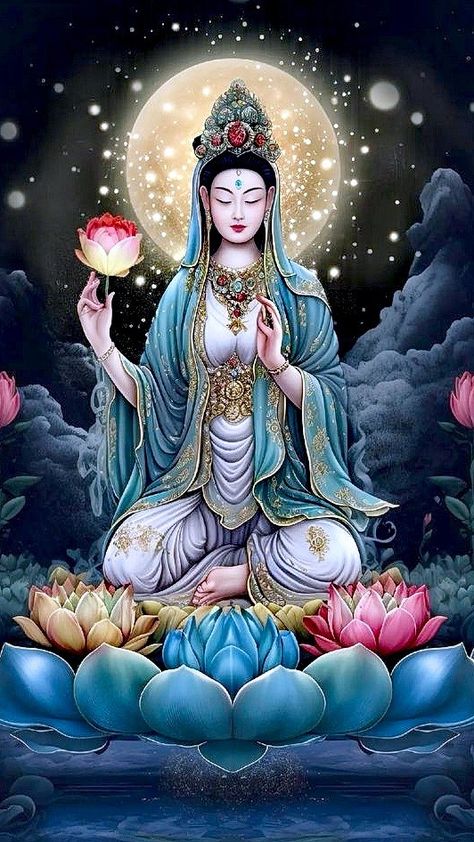 Female Buddha, Beautiful Wallpapers For Iphone, Quan Yin, Kuan Yin, Buddha Painting, Kwan Yin, Divine Mother, Buddha Image, Love And Light