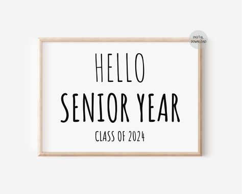 Minimalistic First Day of Senior Year Printable Sign, an instant download poster that captures the excitement of your child's first day of 12th Grade. So purchase your First Day of Senior Year Printable Sign today and make your child's first day of twelfth grade one to remember! senior year sign senior year 12th grade sign first day senior twelfth grade hello senior year senior photo props senior print high school senior photo booth props printable prop chalkboard poster classroom sign Last First Day Poster Senior, First Day Of Senior Year, My Last First Day Of School Senior, Last First Day Sign Senior, First Day Printable, Classroom Signs Printable, Printable Photo Props, Ninth Grade, Download Sign