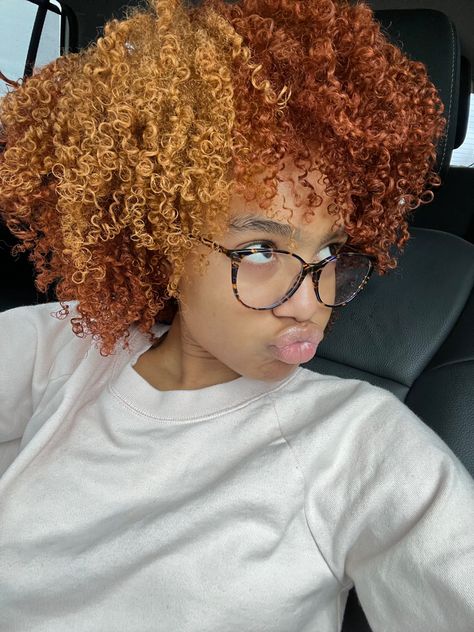 Light Brown 4c Natural Hair, Ginger Hair With Blonde Highlights Black Women, 4c Hair Color Ideas, Red Hair Dye Colors, Hair Stripes, Pixie Haircut Ideas, Dyed Curly Hair, Natural Red Hair, Haircuts Ideas