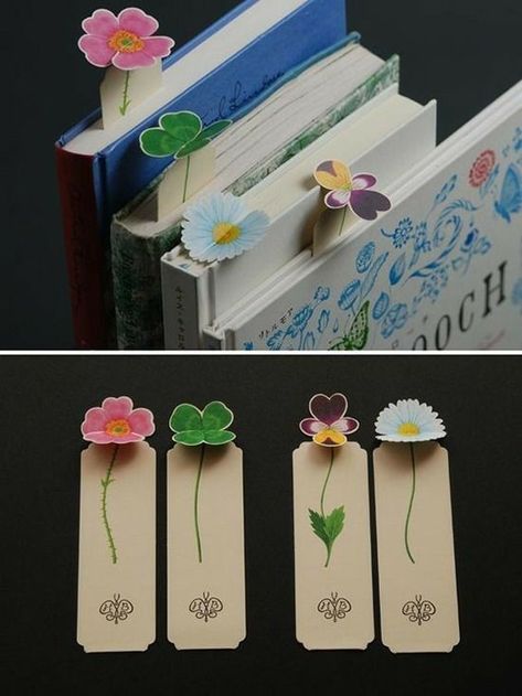 Buku Diy, Cool Bookmarks, Handmade Bookmarks Diy, Penanda Buku, Idee Cricut, Creative Bookmarks, Bookmark Craft, Diy Projects For Beginners, Flower Bookmark