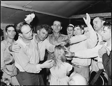 Healing "laying on of hands" ceremony in the Pentecostal Church of God. Lejunior, Harlan County, Kentucky. Harlan County, Old Time Religion, Pentecostal Church, Faith Healing, Speaking In Tongues, Magical Thinking, Southern Gothic, Appalachian Mountains, Mountain Life